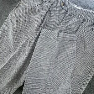 Casualies Pleated Trousers Mens 35x30 Black White Excellent Micro-Check Vintage
